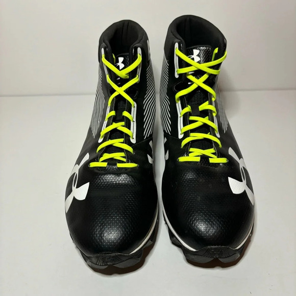Under Armour Mens UA Hammer MC Football Cleats Mid RM 1289761-011 Black White 13 - Picture 6 of 9